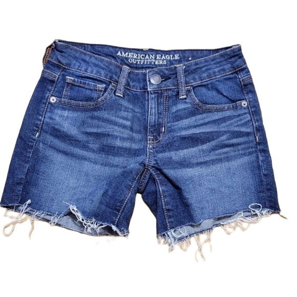 American eagle Raw Hem denim shorts  sz 0 - Picture 1 of 7